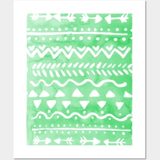 Loose bohemian pattern - green Posters and Art